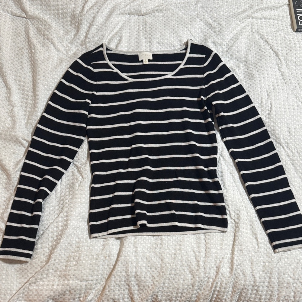 Cyrus Black and White Striped Top